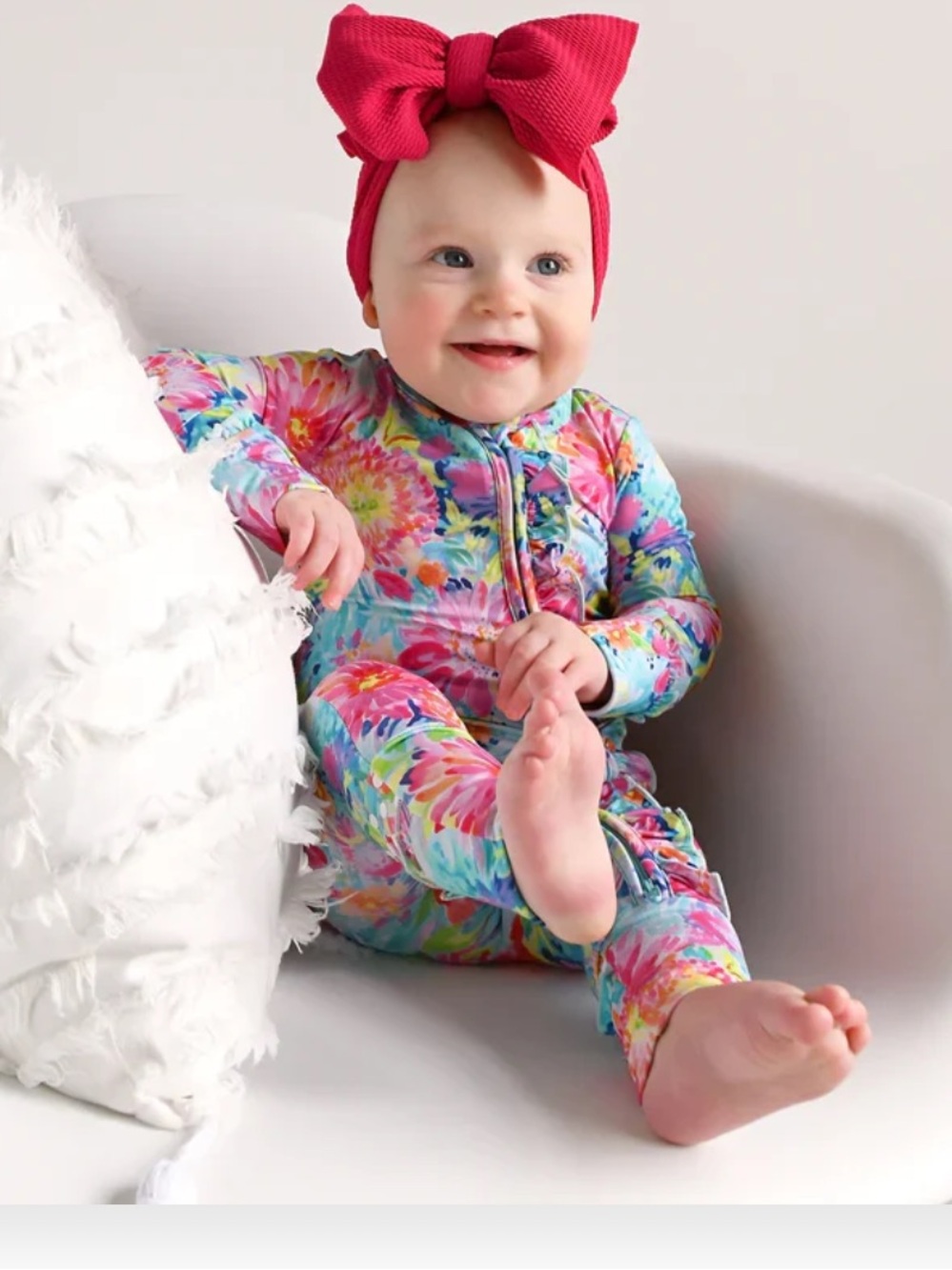 Gigi and Max Bianca Ruffle Zip NWTs Size 6-12 Months Floral Bamboo